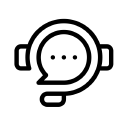 A cartoon speech balloon with headphones