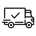 A cartoon image of a lorry with a tick.
